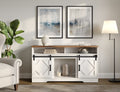 White Farmhouse Wood TV Stand with Storage T881738