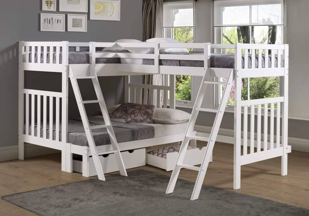 White Twin Bed with Storage Drawers T55132
