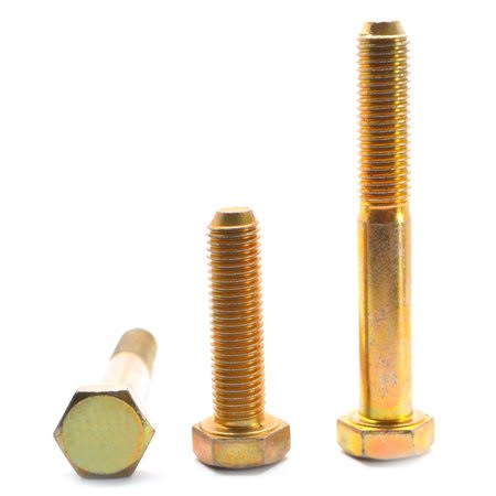 1 inch-8 x 6 1/2 inch Coarse Thread Grade 8 Hex Cap Screw Alloy Steel Yellow Zinc Plated Pk 20 Z3787
