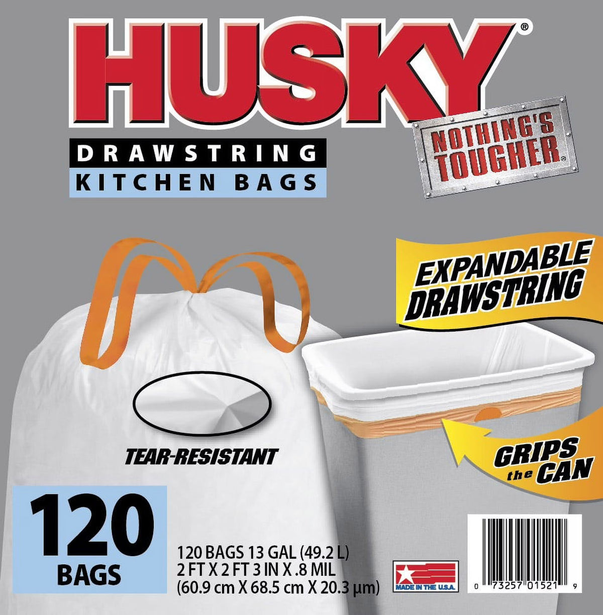 120 Count 13 Gallon Tall Kitchen Trash Bags with Drawstring T28407