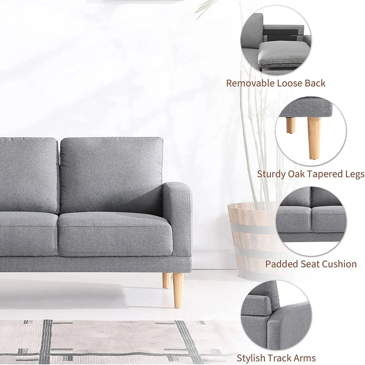 Light Grey 50" Upholstered Loveseat Sofa U769