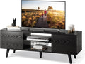 Gray Oak TV Stand with Storage Cabinet and Open Shelves M7842