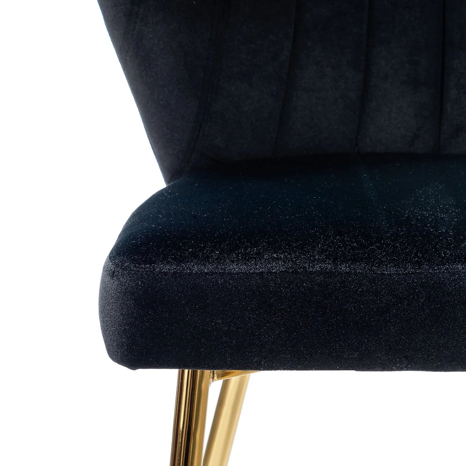 Black Velvet Upholstered Wingback Dining Chairs Set of 4 with Metal Legs V8939