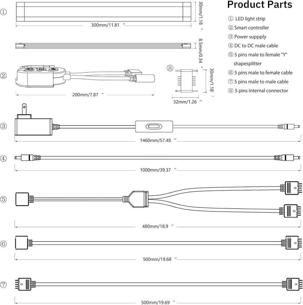 Under Cabinet LED Light Bar Kit, 3 Lights, Dimmable Warm to Cool White Y224