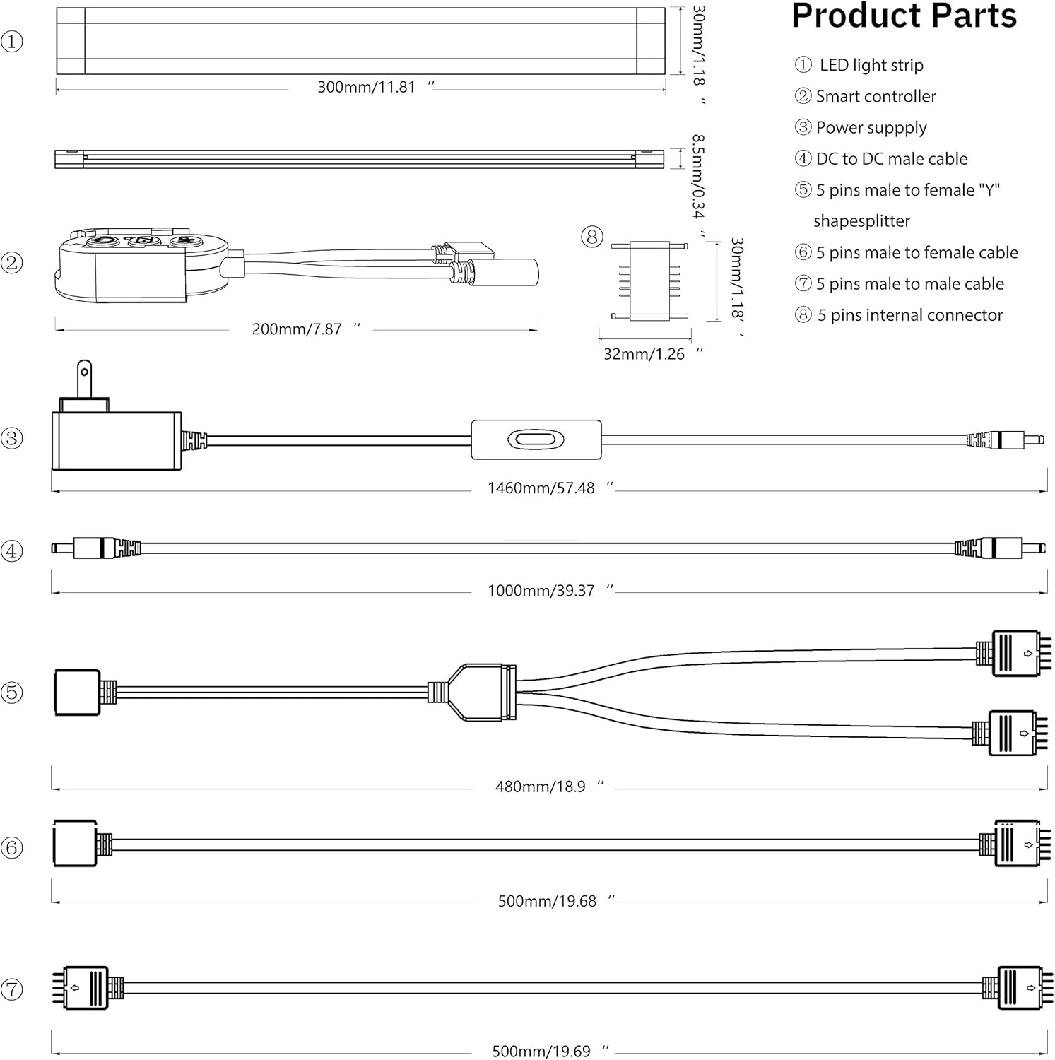 Under Cabinet LED Light Bar Kit, 3 Lights, Dimmable Warm to Cool White Y224