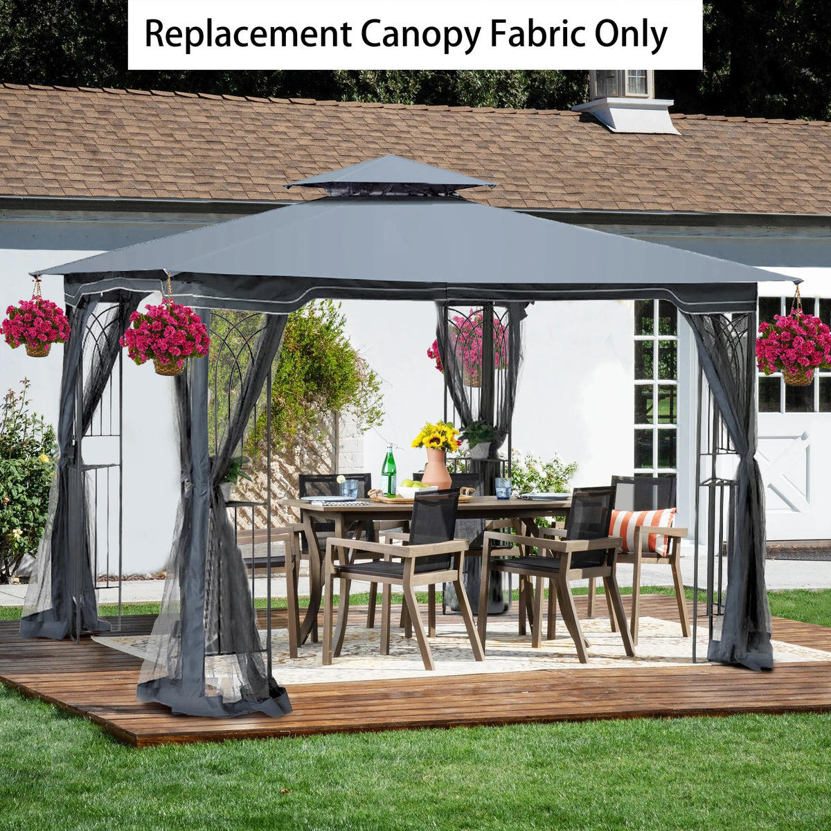 Gray Patio Gazebo Replacement Canopy Top Q7844
