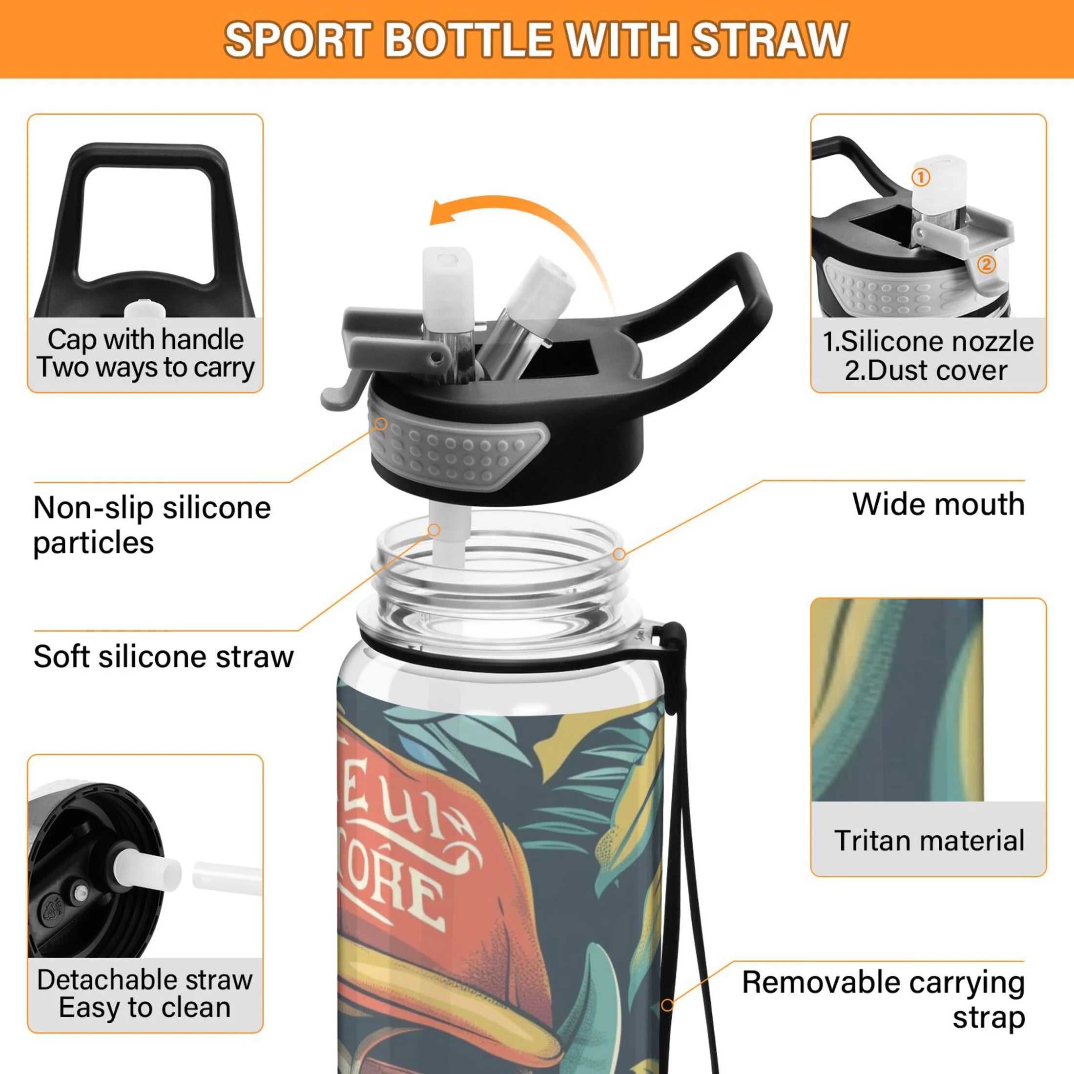 32oz Leakproof Tritan Water Bottle with Straw K797131