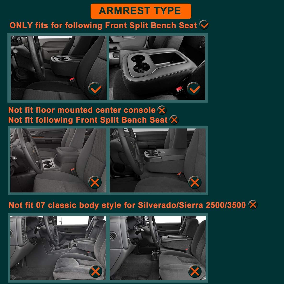 Black Center Console Cover Pack of 2 K9587