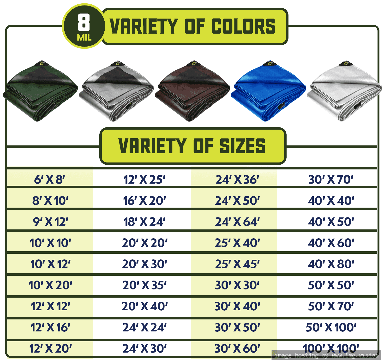 White 8 Mil Heavy Duty Waterproof Tarp 20′ X 35′Ft U2830