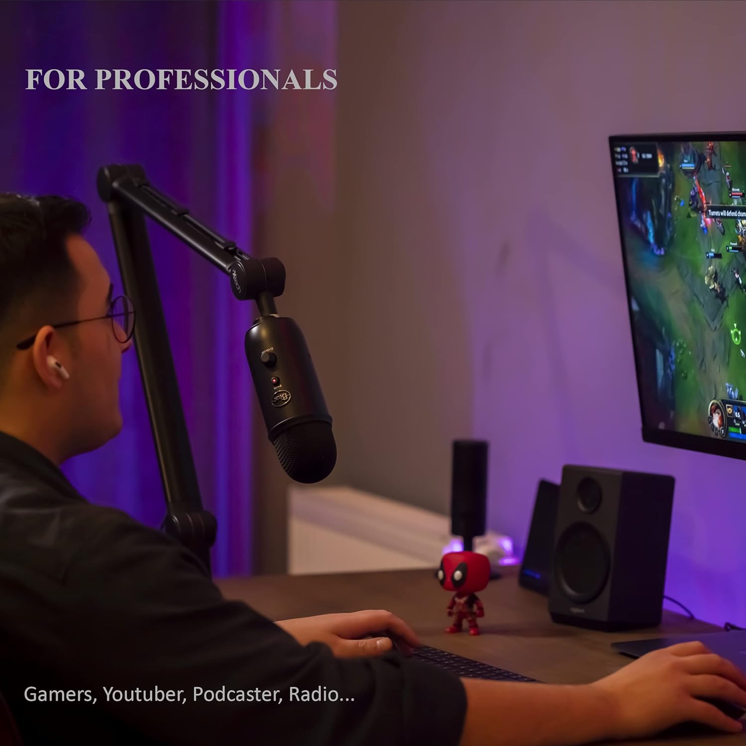 Microphone Boom Arm with Desk Mount, 360° Rotatable, Adjustable and Foldable Scissor Mounting P32323