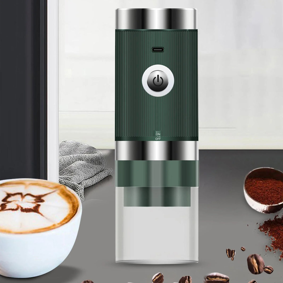 Green Stainless Steel Electric Coffee Grinder C519039