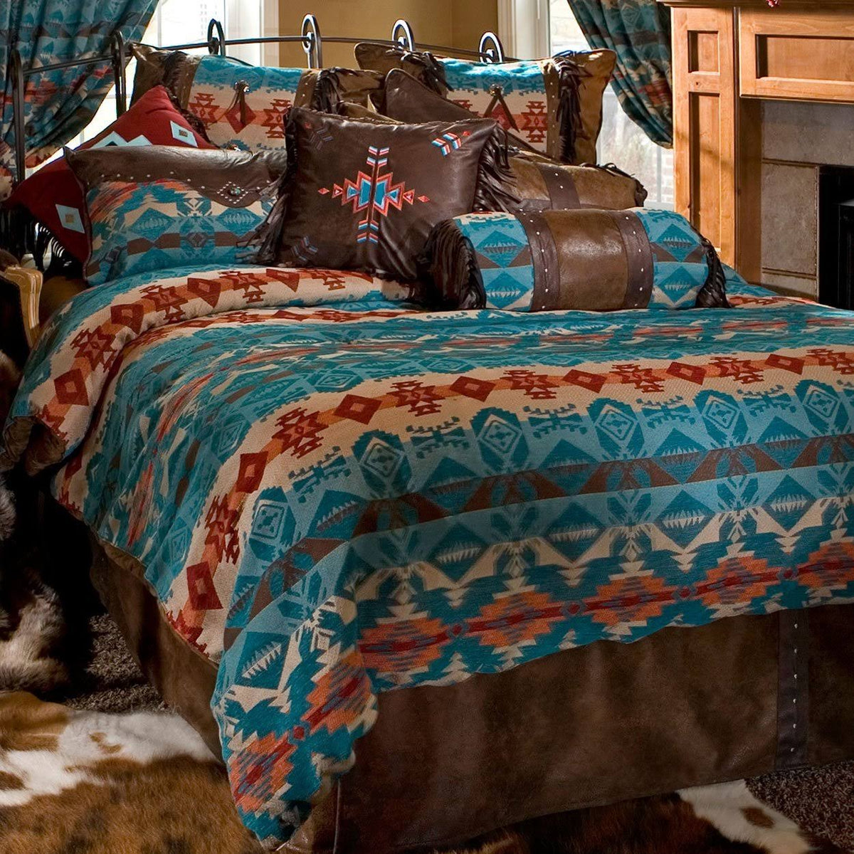 Turquoise Southwestern Queen Bedding Set K9175