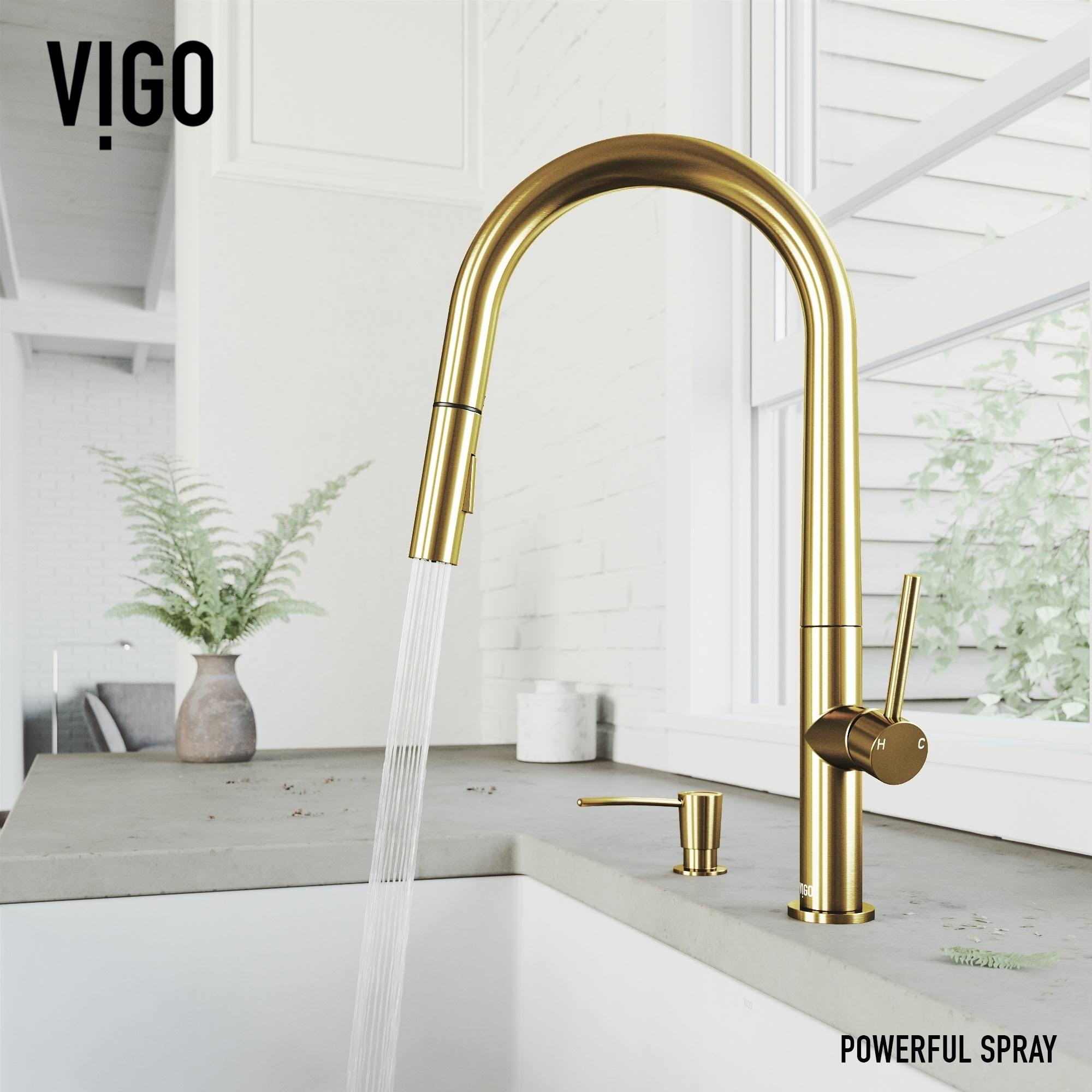 Matte Gold Pull-Down Kitchen Faucet with Soap Dispenser D713967