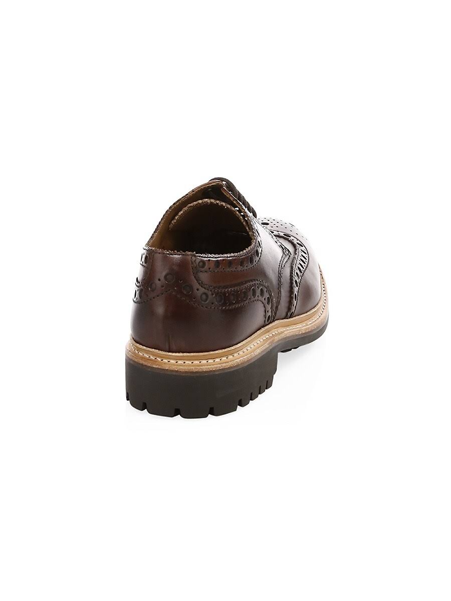 Dark Brown Hand Painted Calf Leather Brogue Shoes H683104