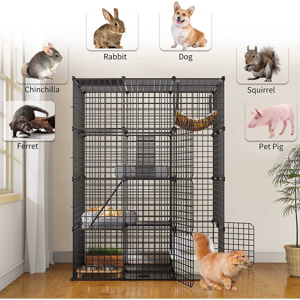 4-Tier Large Metal Wire Cat Cage Cat Hammock Cat Playpen Y184