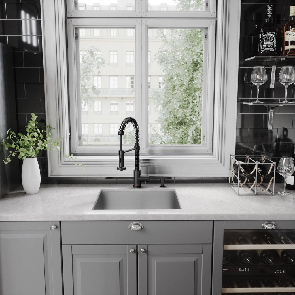 Matte Black Pull-Down Kitchen Faucet with Soap Dispenser T918115
