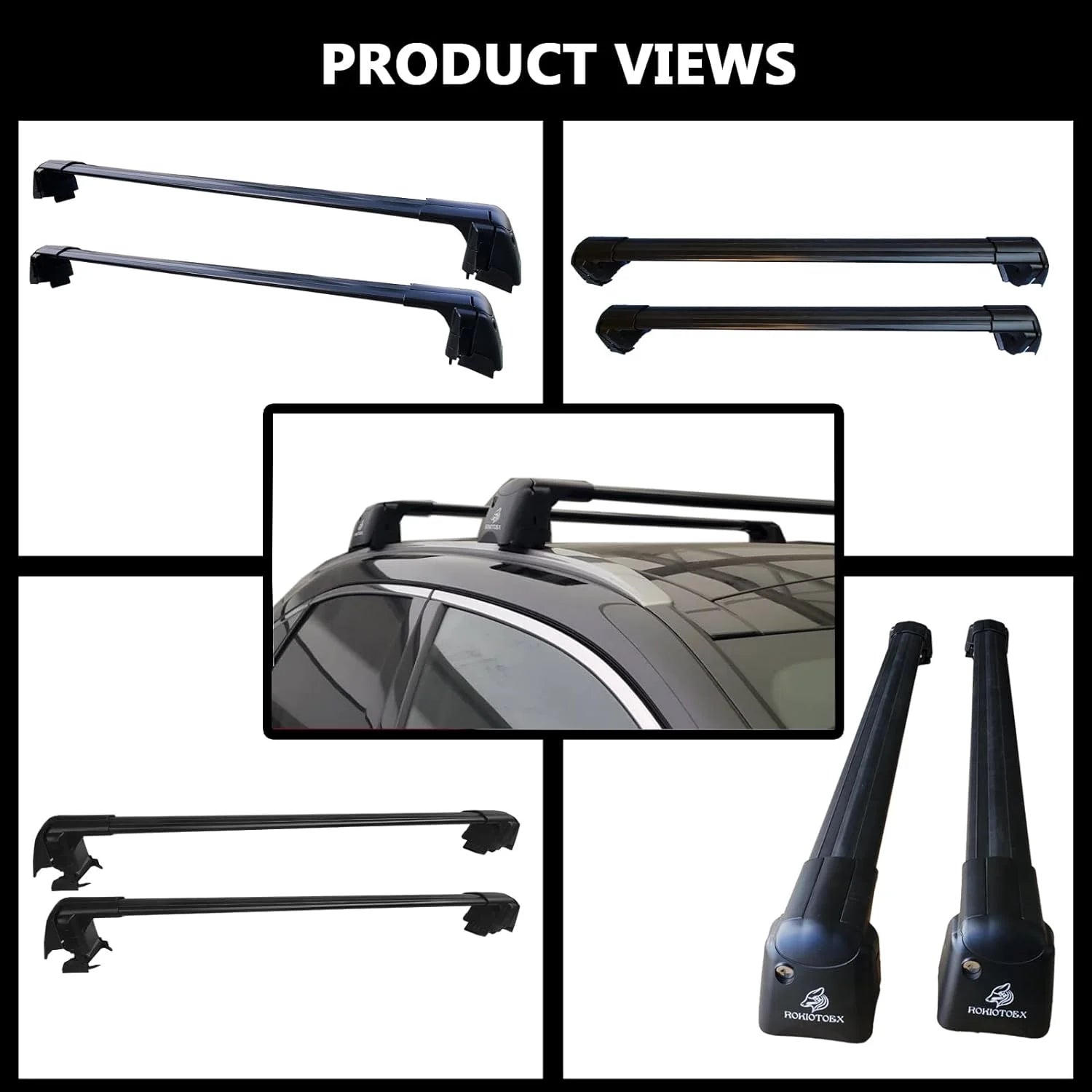 Black Lockable Roof Rack Crossbars V81289