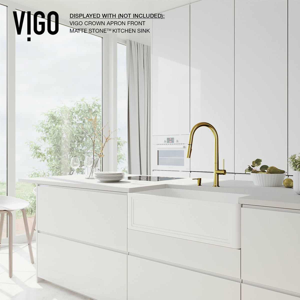 Matte Gold Pull-Down Kitchen Faucet with Soap Dispenser D713967