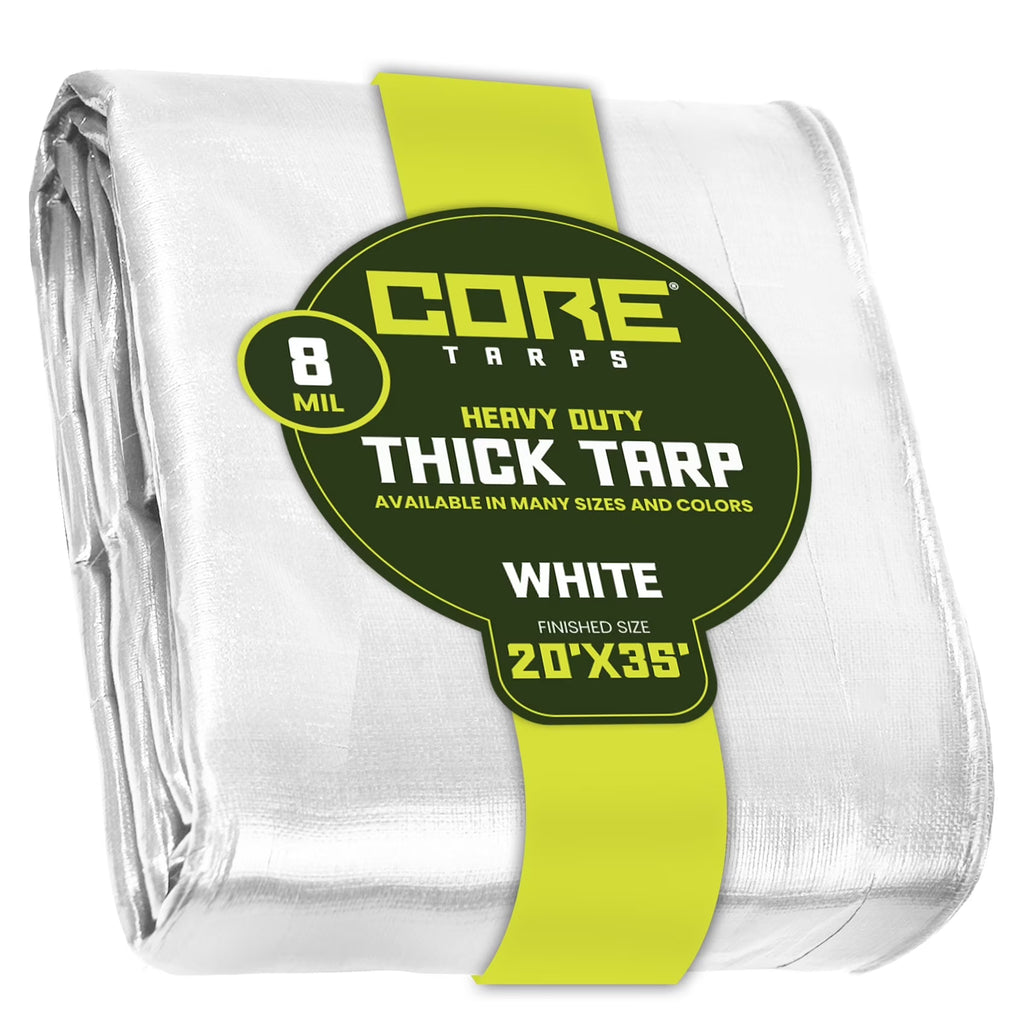 White 8 Mil Heavy Duty Waterproof Tarp 20′ X 35′Ft U2830