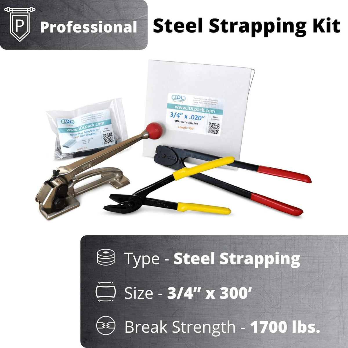 3/4" x 200' Steel Strapping Kit with 1700 lbs Break Strength P292