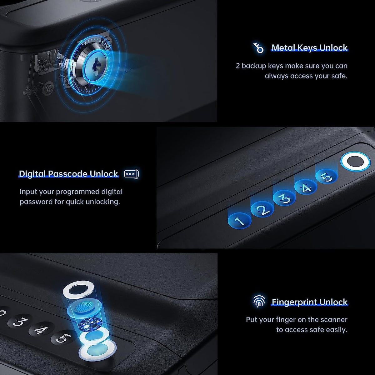 Portable Biometric Fingerprint Gun Safe R724