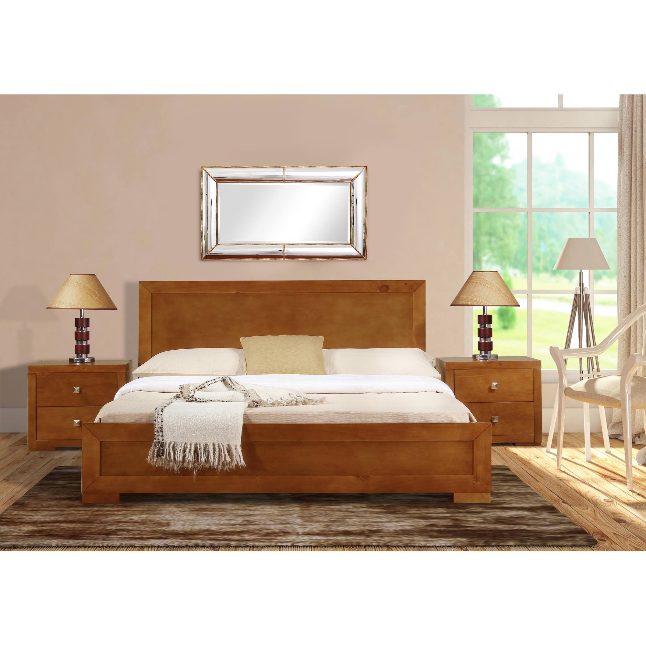 Walnut Wooden Queen Platform Bed J792621