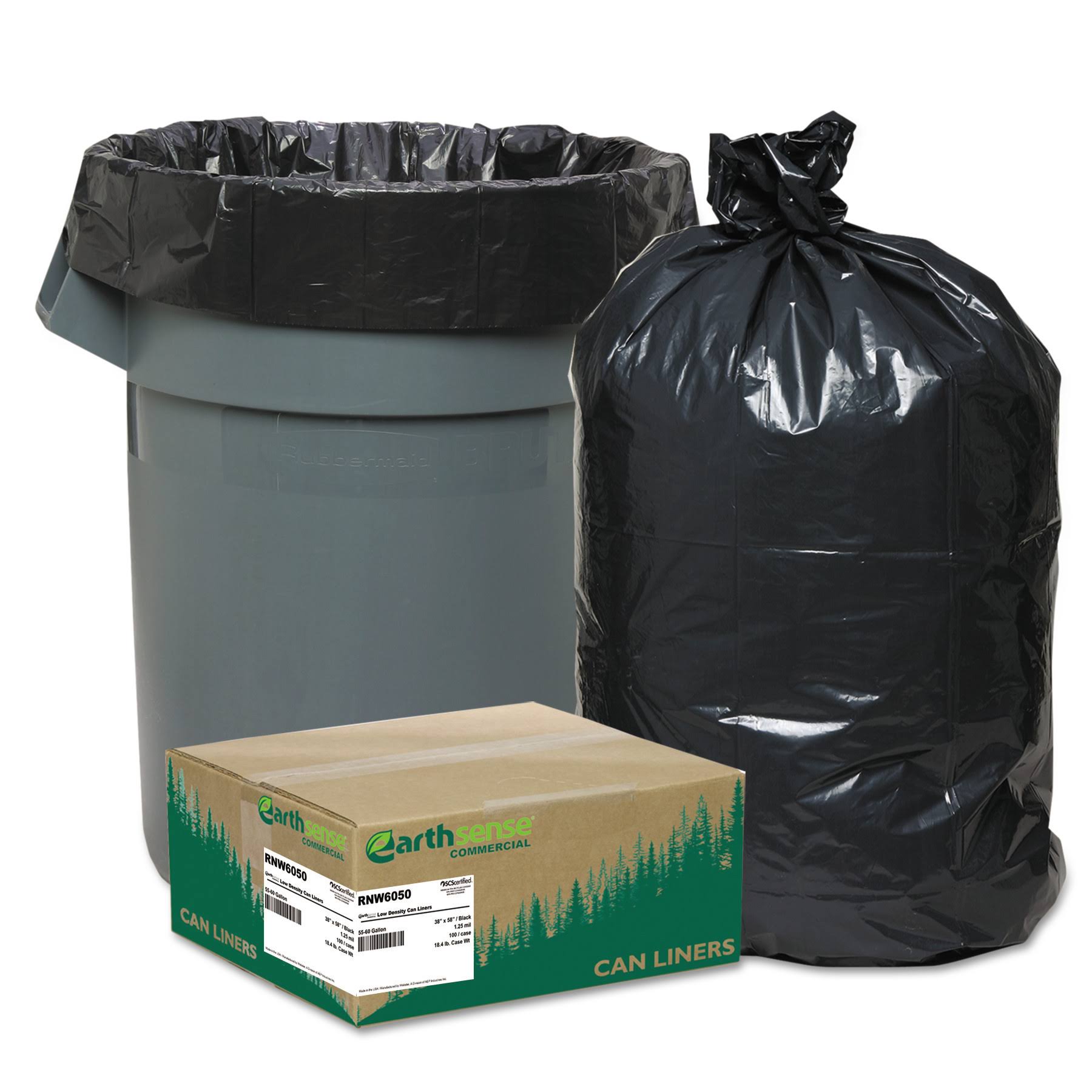 Recycled Can Liners, 55-60gal, Black F26179