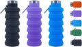 Collapsible Silicone Water Bottle with Carabiner, 17oz, 3 pack M102808