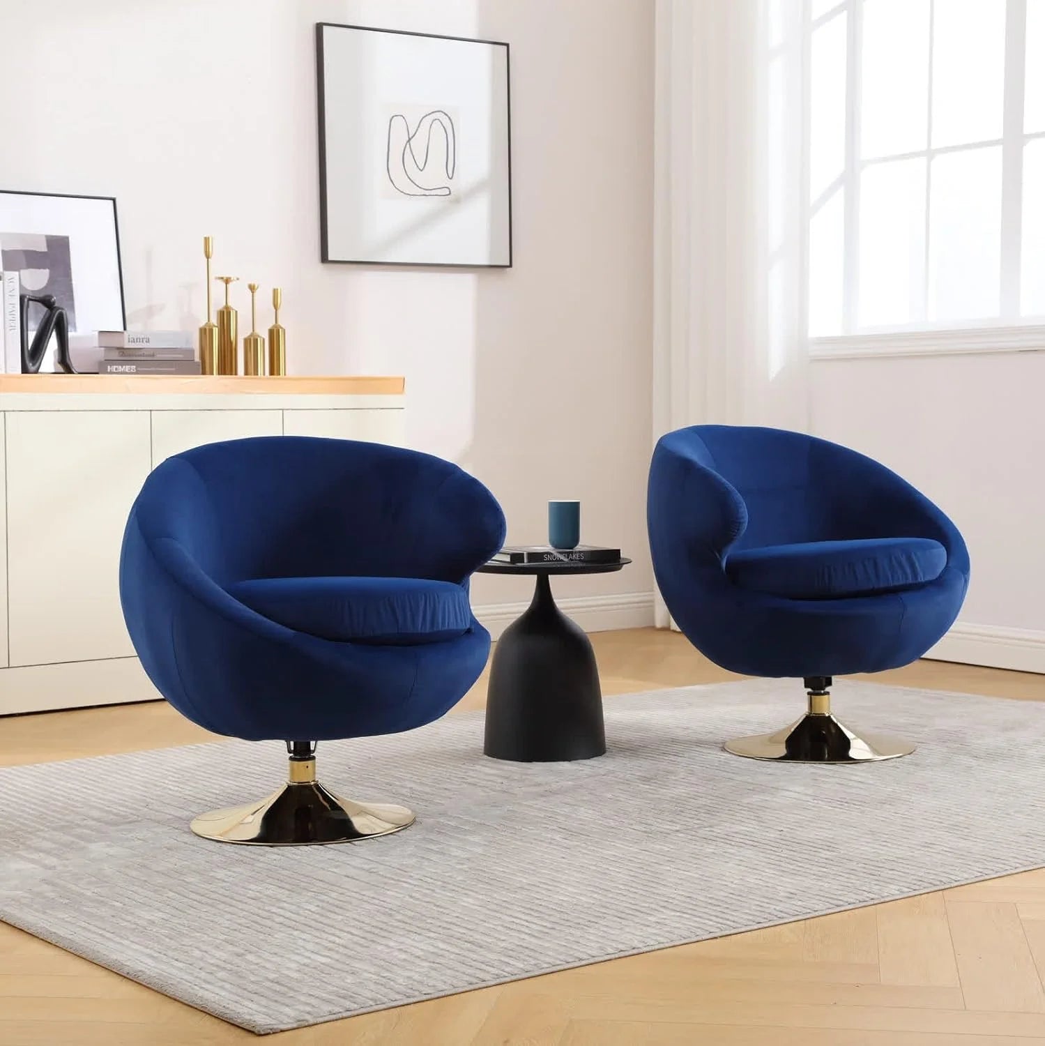 Blue Velvet Swivel Barrel Chair D2941