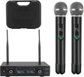 Wireless Microphone System, Metal UHF Dual Handheld 20 Channels Cordless Mic System (Black) C2367
