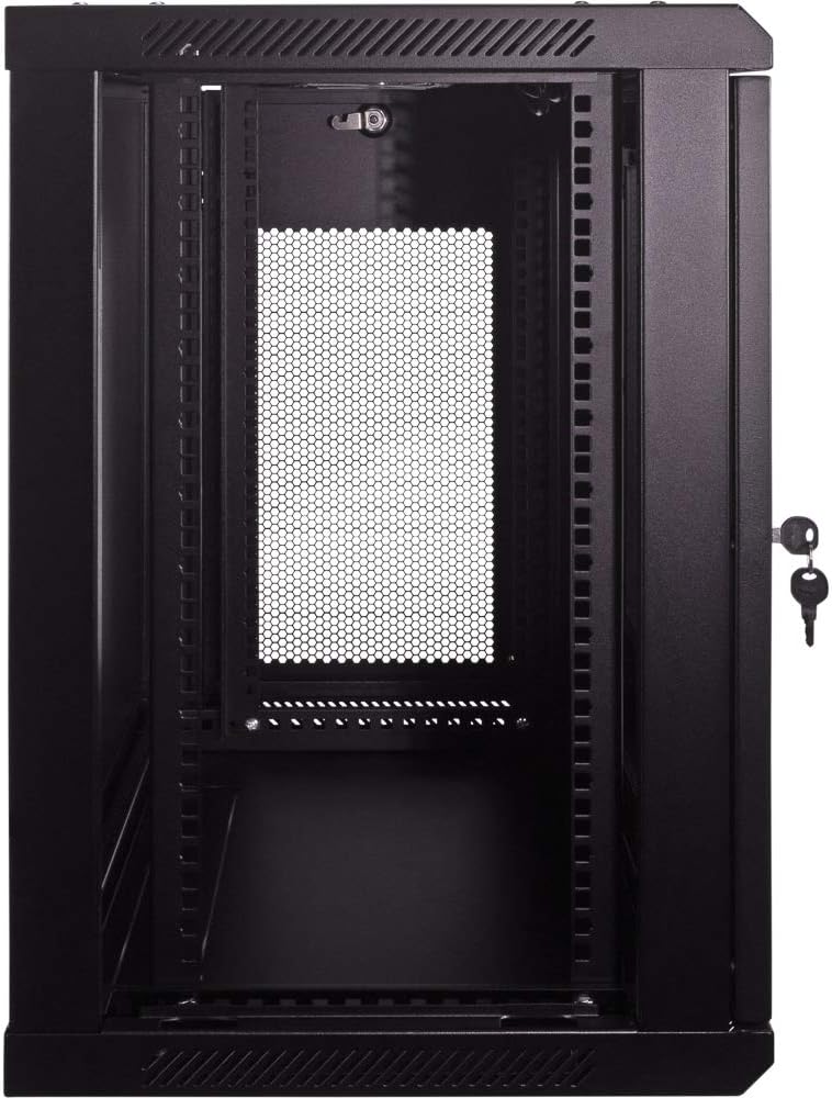 12U Wallmount Cabinet Enclosure 19-Inch Server Network Rack with Locking Perforated Door Black O800806