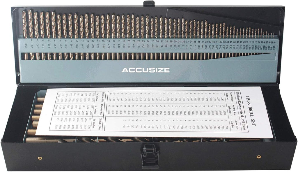 115 Pc Cobalt Drill Bit Set, 135 Deg Split Point, 1/16-1/2'' Y429858