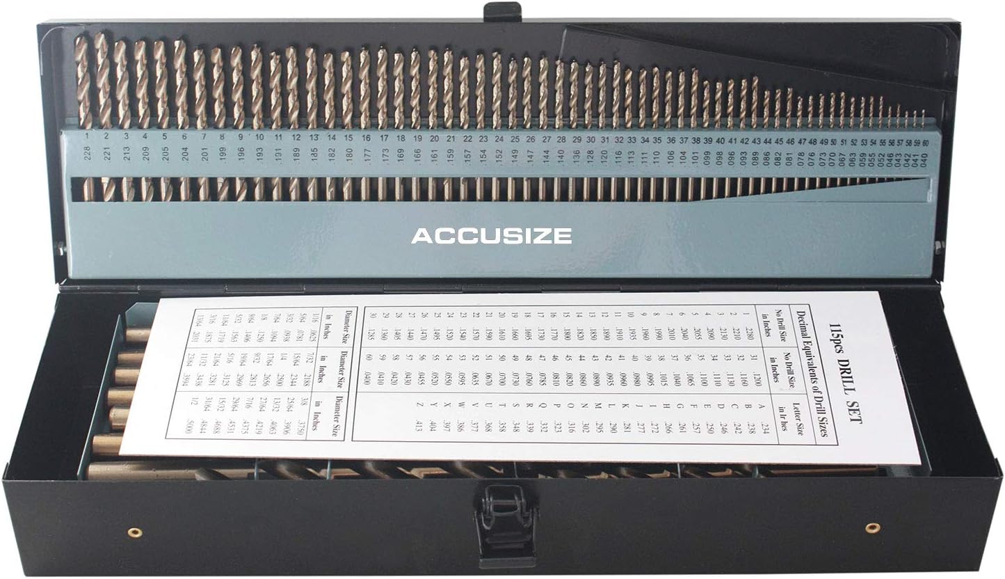 115 Pc Cobalt Drill Bit Set, 135 Deg Split Point, 1/16-1/2'' Y429858