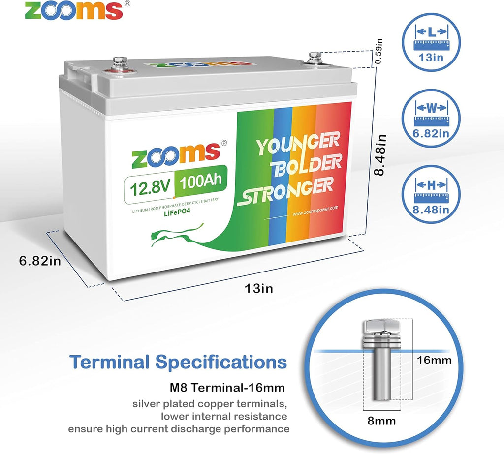 12V 100Ah LiFePO4 Deep Cycle Battery W5848