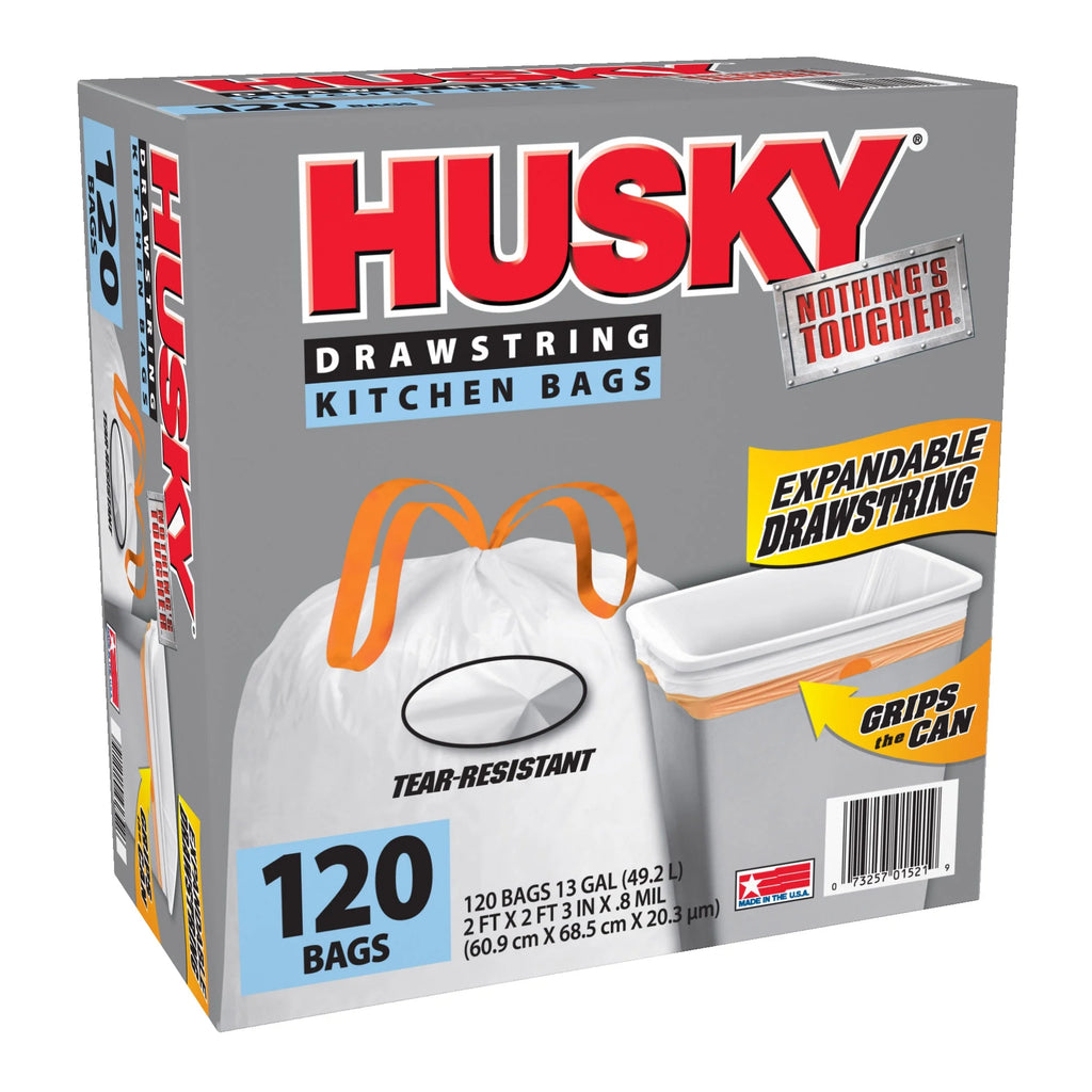 120 Count 13 Gallon Tall Kitchen Trash Bags with Drawstring E770