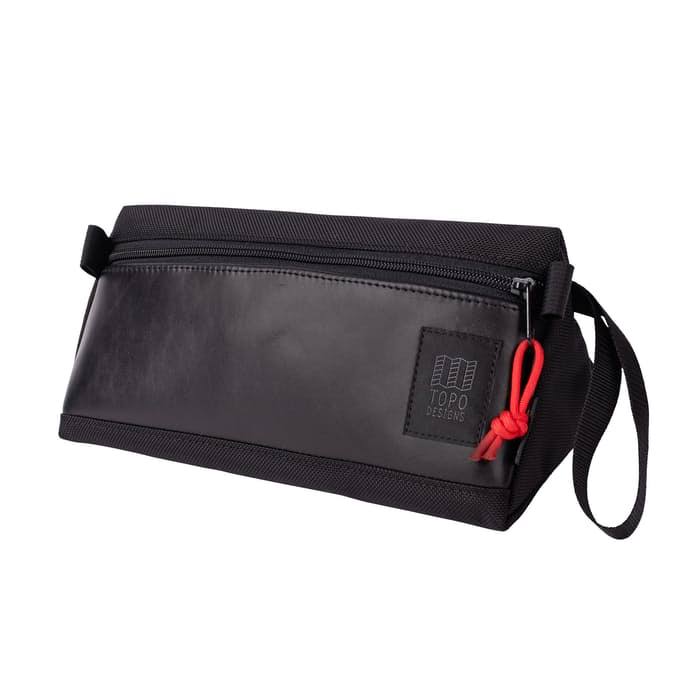 Black Canvas Dopp Kit with Black Leather P2256