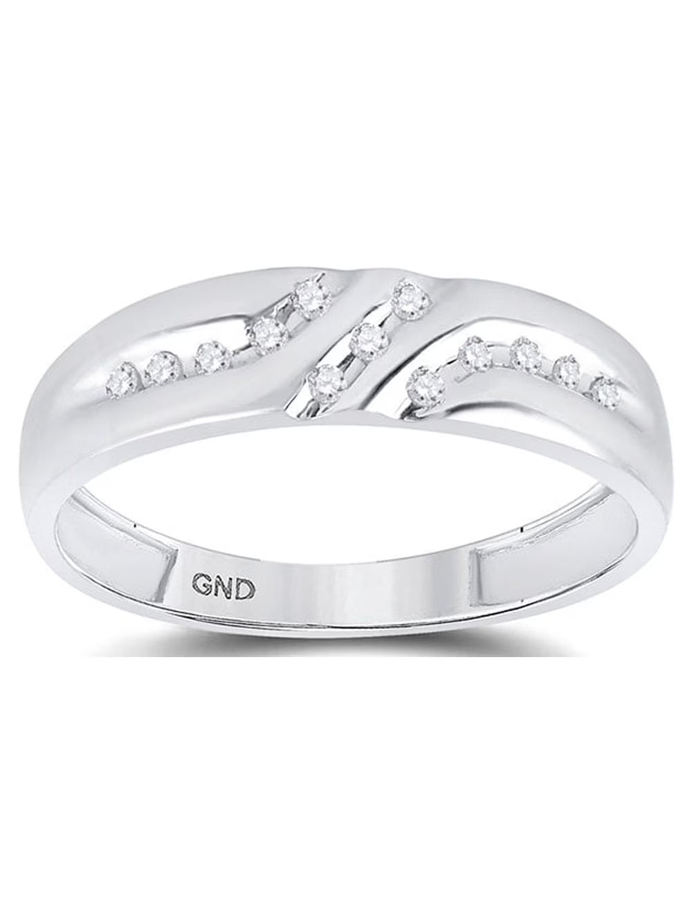 10kt White Gold Mens Diamond Wedding Band Ring 1/8 Cttw Size 8 K233768