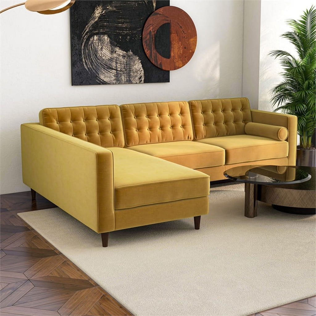 Gold Velvet Left-Facing Sectional R94567