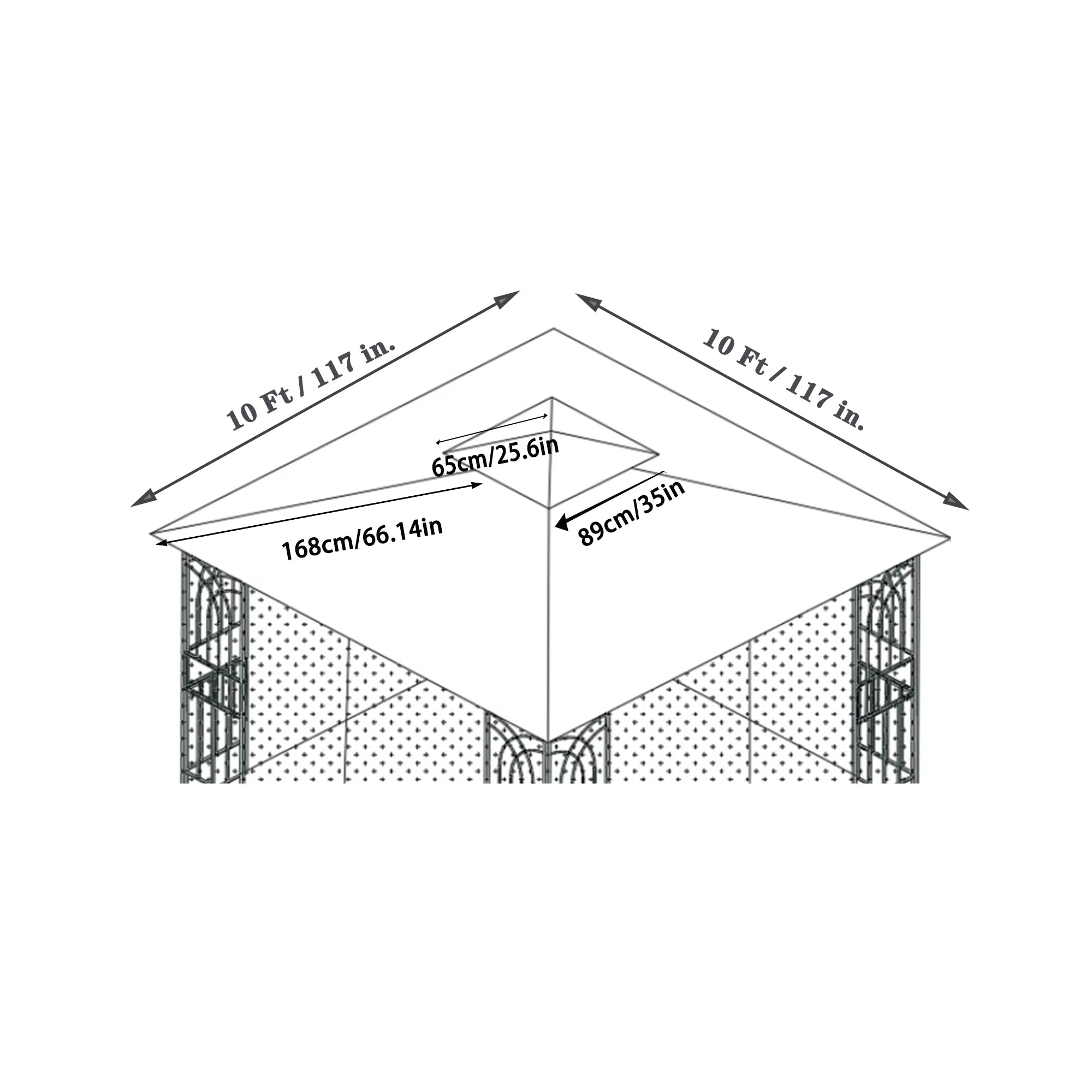 Gray Patio Gazebo Replacement Canopy Top Q7844