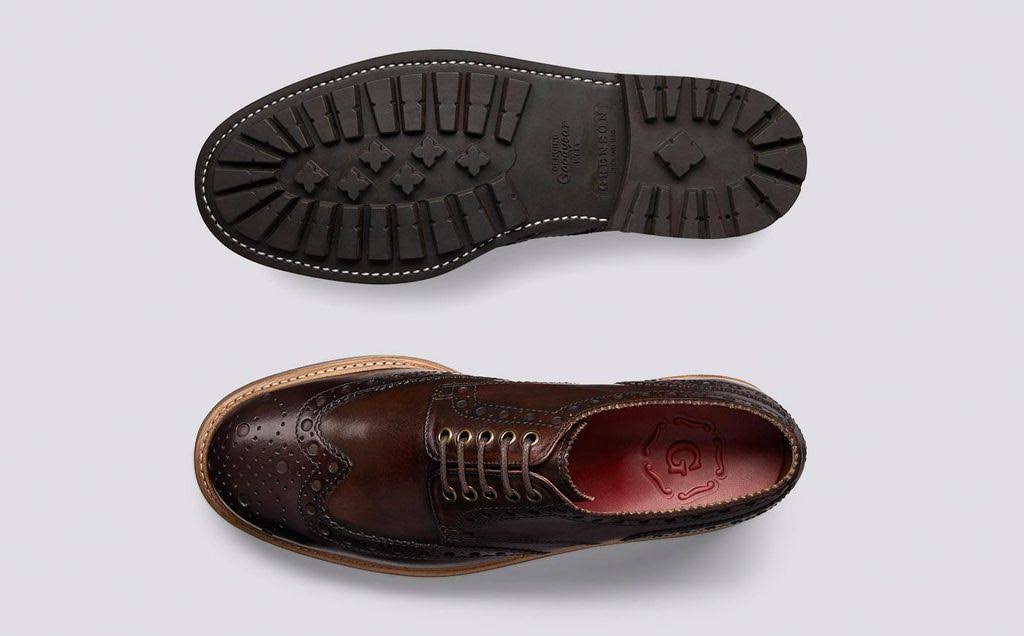 Dark Brown Hand Painted Calf Leather Brogue Shoes H683104