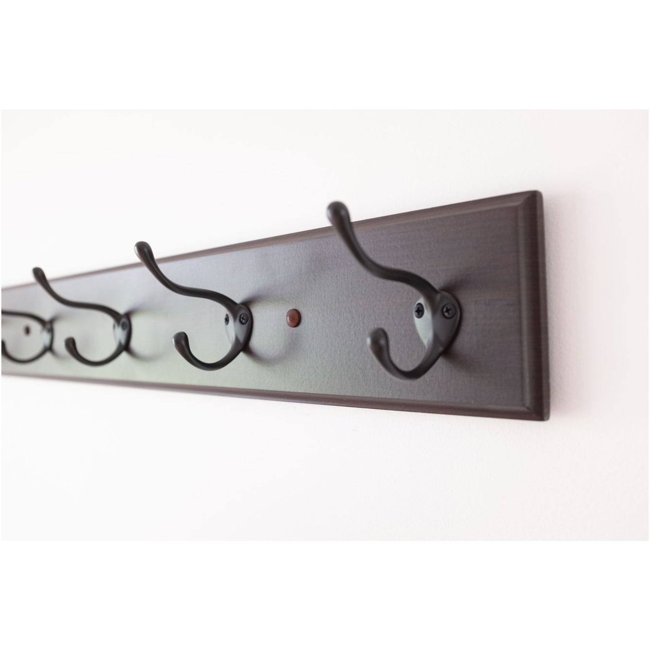 Cocoa Wood Grain Wall Coat Rack with 5 Hooks S27158