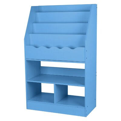 Blue Wooden 6 Layer Fabric Sling Bookcase U38707