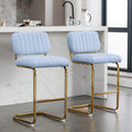 Blue Boucle Upholstered Bar Stools Set of 2 M433