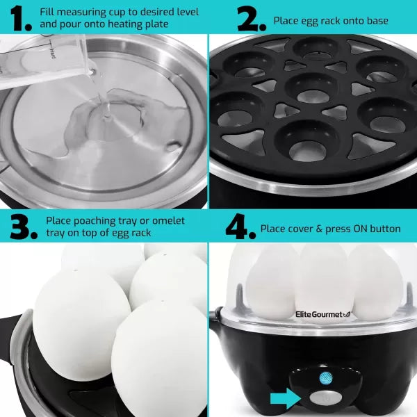 Black 7 Egg Capacity Electric Egg Cooker Y604168