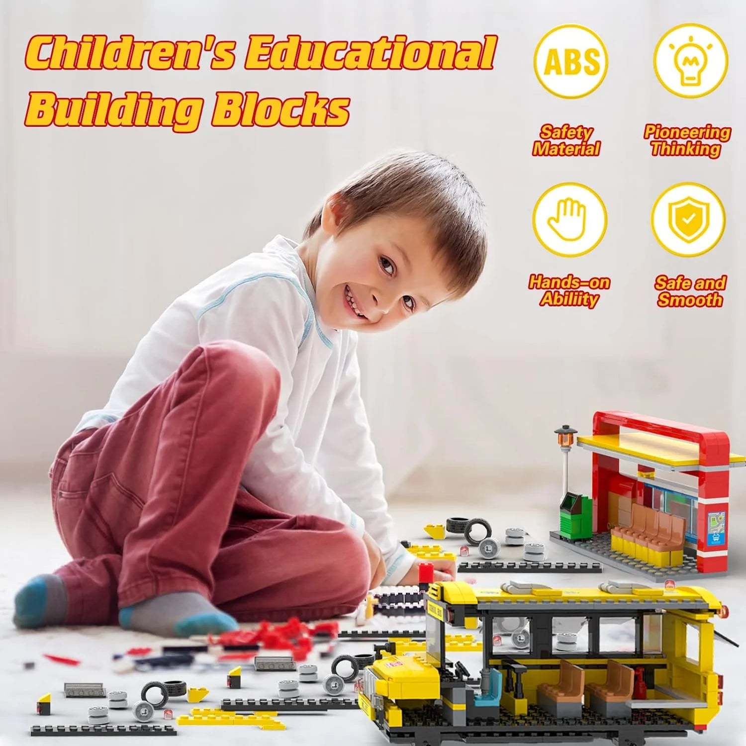 Yellow Bus Building Blocks Toy (488 Pieces) Z608487