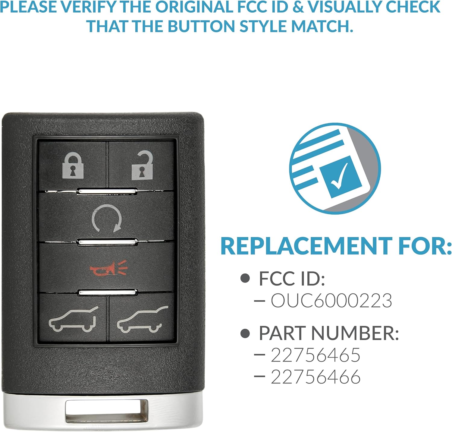 6 Button Remote Key Fob Pack of 2 D286