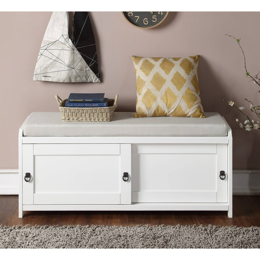 Black Wood Storage Bench with 2 Cabinets F4010