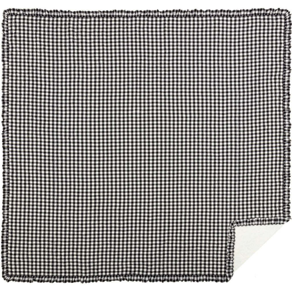 Black Check Ruffled Farmhouse Quilt Coverlet King P345