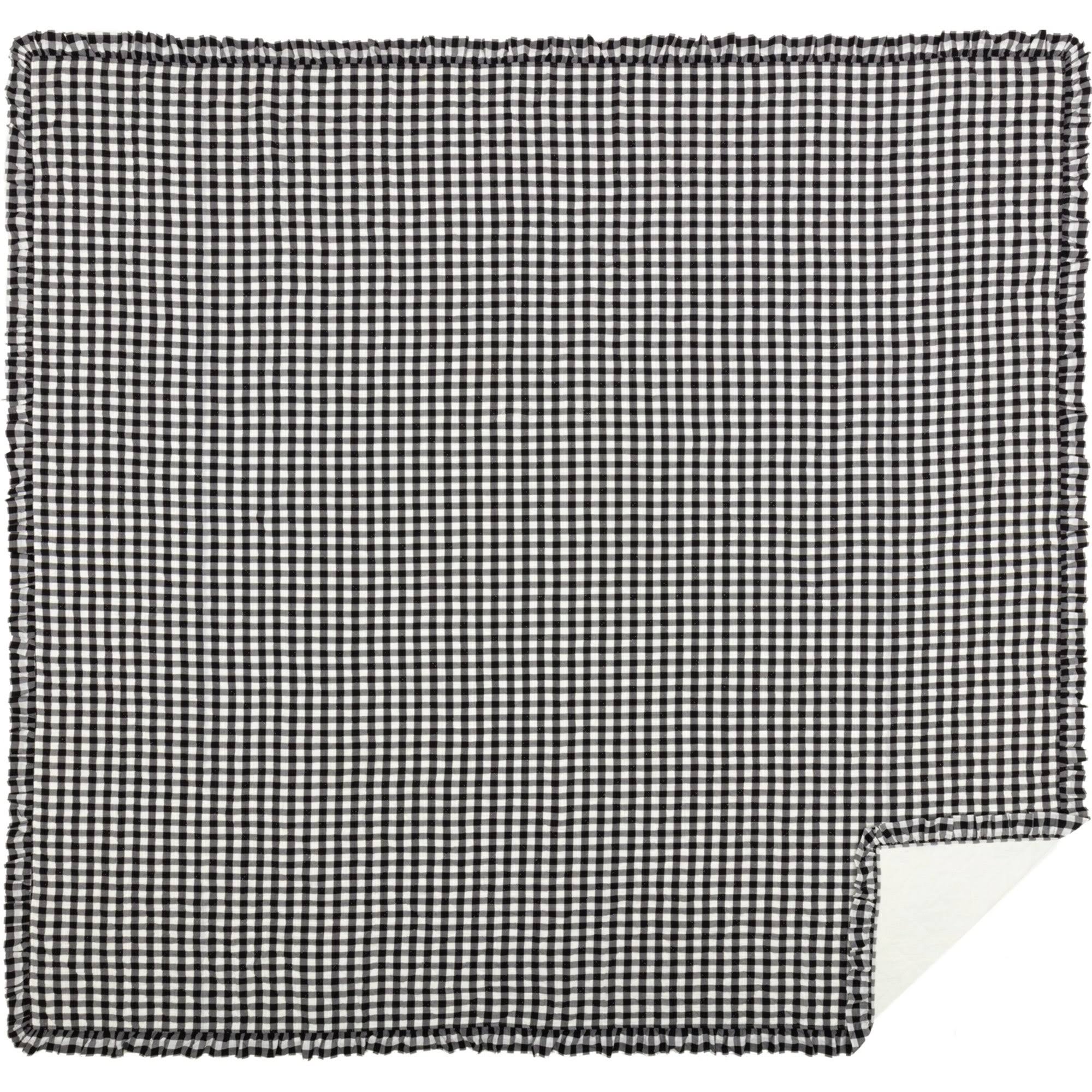 Black Check Ruffled Farmhouse Quilt Coverlet King P345