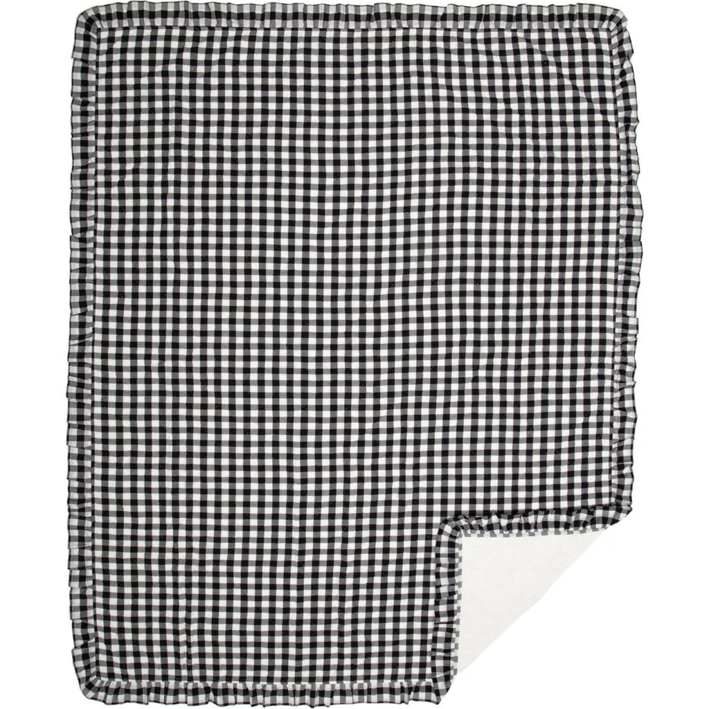 Black Check Ruffled Farmhouse Quilt Coverlet King P345